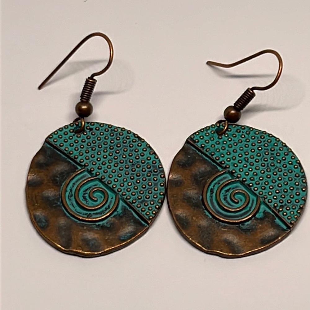 Earrings Turquoise Bronze‎ color